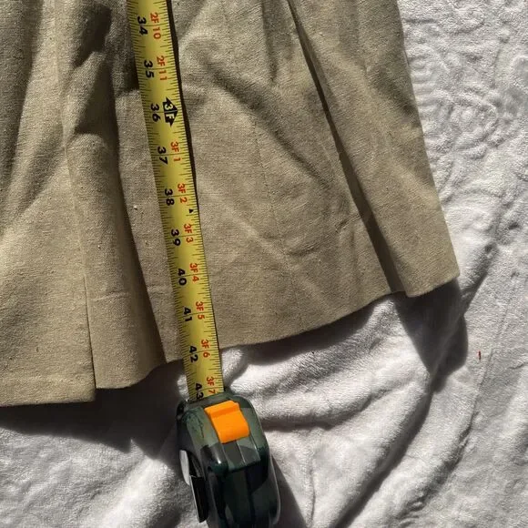 Isaac Mizrahi Linen Trench Coat Beige Size XL Satin Lined Shimmer Long - Picture 16 of 16